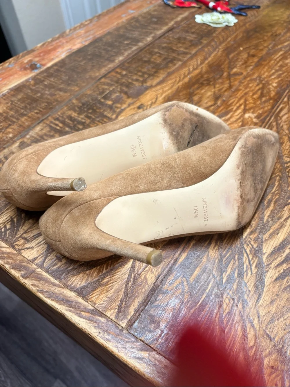Nine West Ezra Tan Camel Suede Leather Pointed-Toe Stiletto Pump Size 10.5